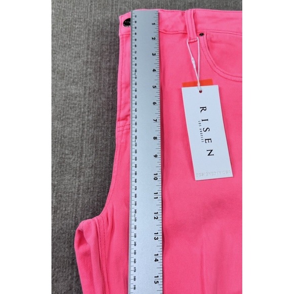 Risen 2XL High Rise Distressed Flare Jeans Pink Barbie Punk Rock Statement - Picture 5 of 7